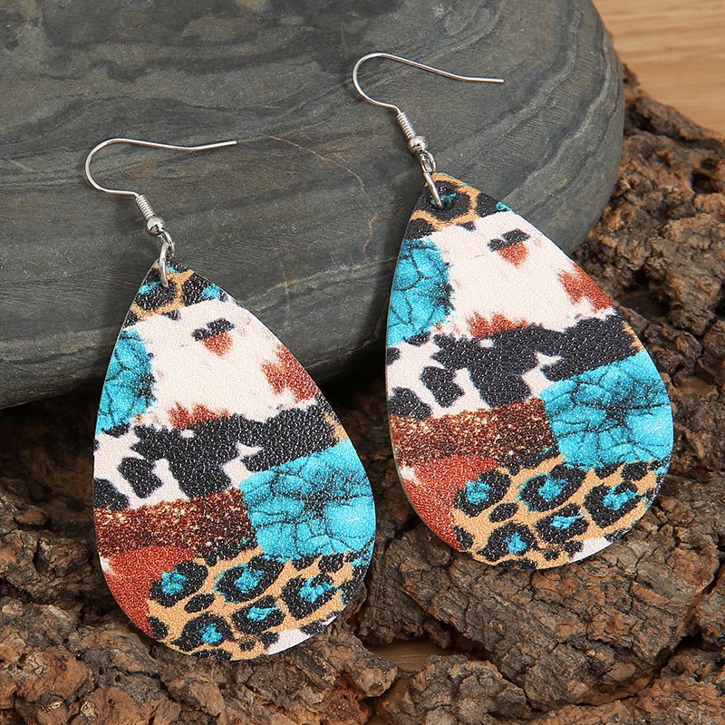 Cow Earrings - Vintage Leather-Jewearrings