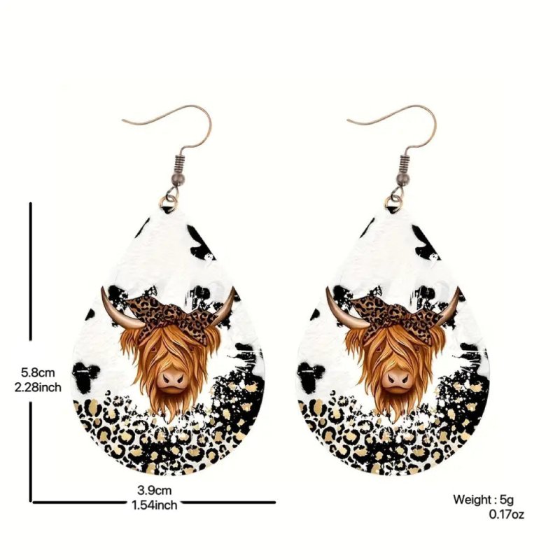 Cow Earrings - Western Leather-Jewearrings