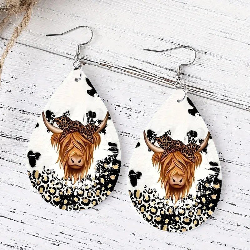 Cow Earrings - Western Leather-Jewearrings