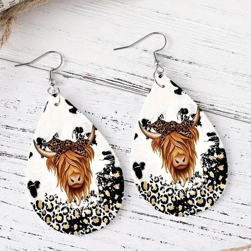 Cow Earrings - Western Leather-Jewearrings