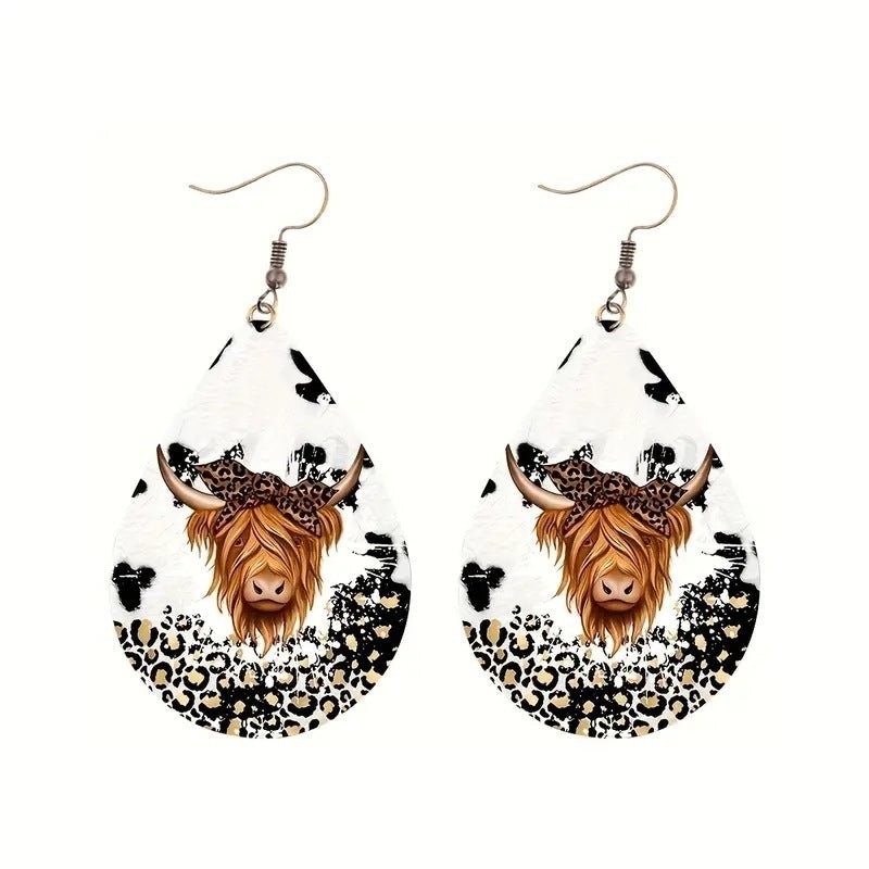 Cow Earrings - Western Leather-Jewearrings