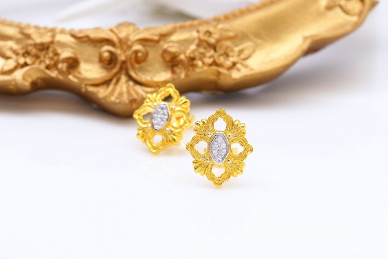 Creative 925 Silver Gold Single Flower Stud Earrings-Jewearrings