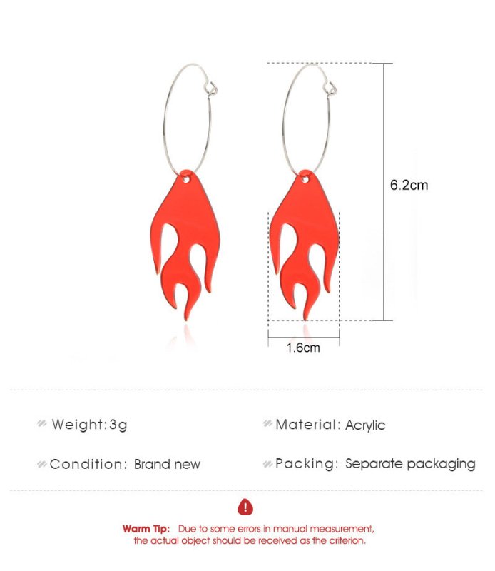 Creative Acrylic Flame Pendant Earrings-Jewearrings