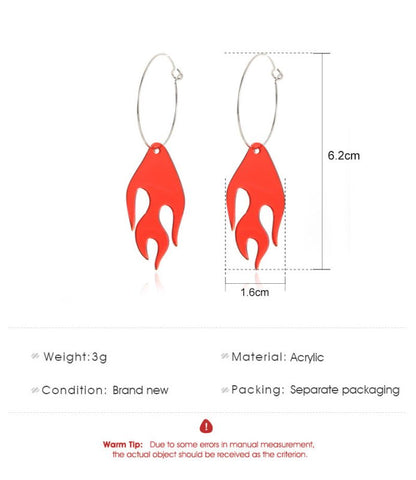 Creative Acrylic Flame Pendant Earrings-Jewearrings