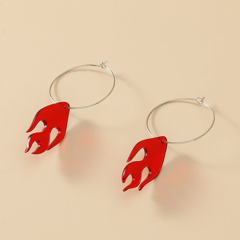 Creative Acrylic Flame Pendant Earrings-Jewearrings