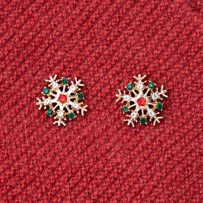 Creative Alloy Diamond Snowflake Stud Earrings Mixed Color Earrings-Jewearrings