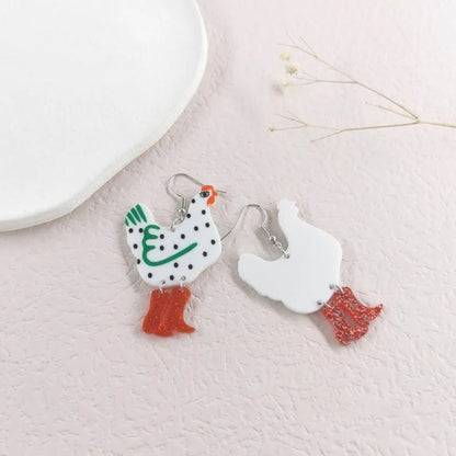 Creative Chicken Dangle Earrings For Women Acrylic Dot High-heeled Shoes Rooster Earrings Aesthetic Jewelry-Jewearrings