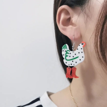 Creative Chicken Dangle Earrings For Women Acrylic Dot High-heeled Shoes Rooster Earrings Aesthetic Jewelry-Jewearrings