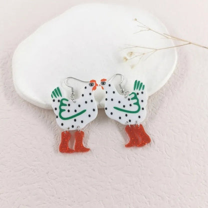 Creative Chicken Dangle Earrings For Women Acrylic Dot High-heeled Shoes Rooster Earrings Aesthetic Jewelry-Jewearrings