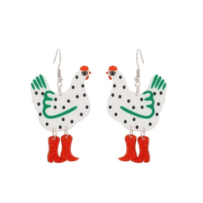 Creative Chicken Dangle Earrings For Women Acrylic Dot High-heeled Shoes Rooster Earrings Aesthetic Jewelry-Jewearrings