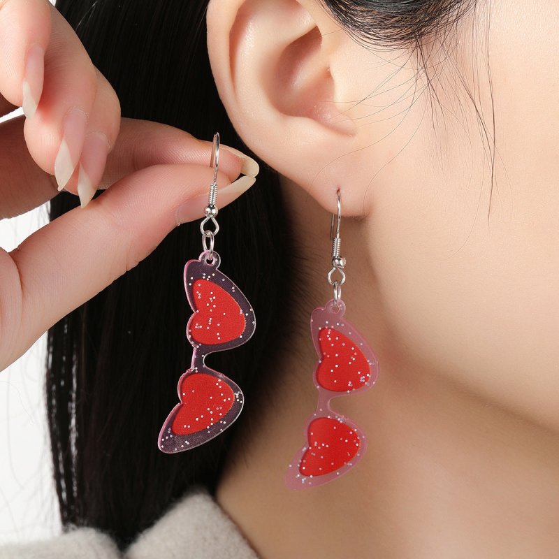 Creative Cute Transparent Acrylic Love Heart Earrings-Jewearrings