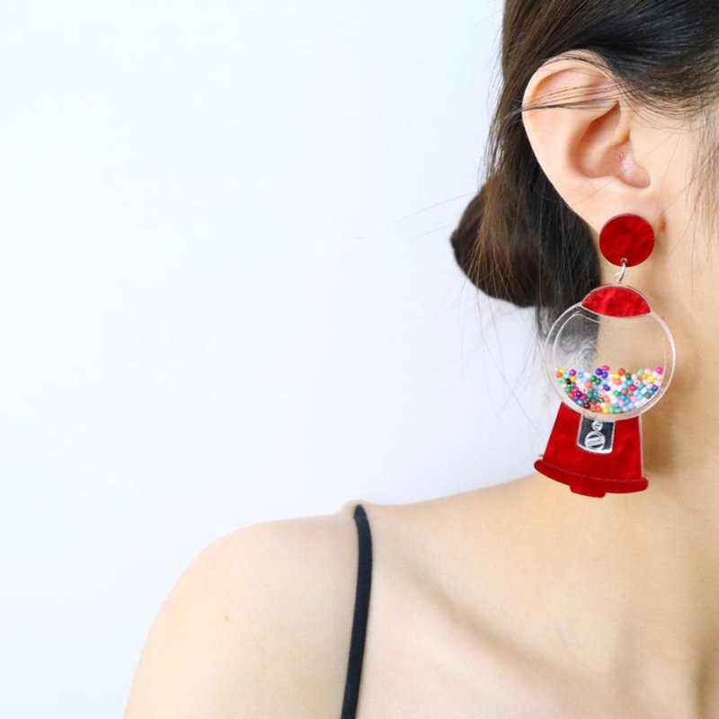 Creative Exaggerated Three-dimensional Gashapon Machine Earrings Acrylic-Jewearrings