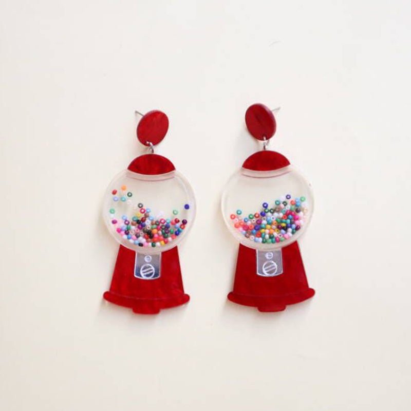 Creative Exaggerated Three-dimensional Gashapon Machine Earrings Acrylic-Jewearrings