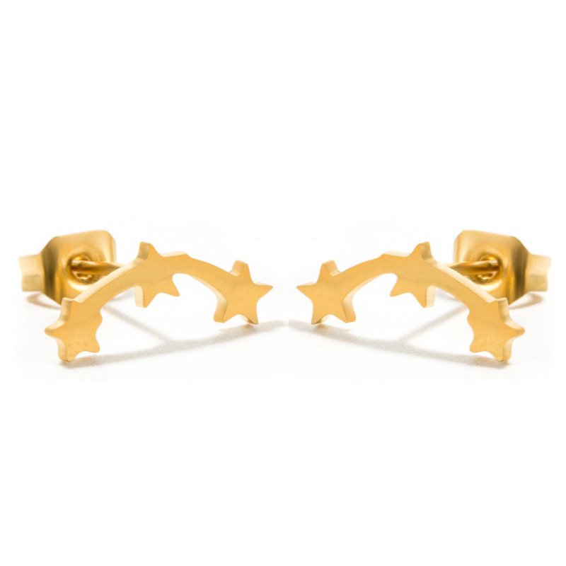 Creative five-pointed star gold and silver earrings-Jewearrings