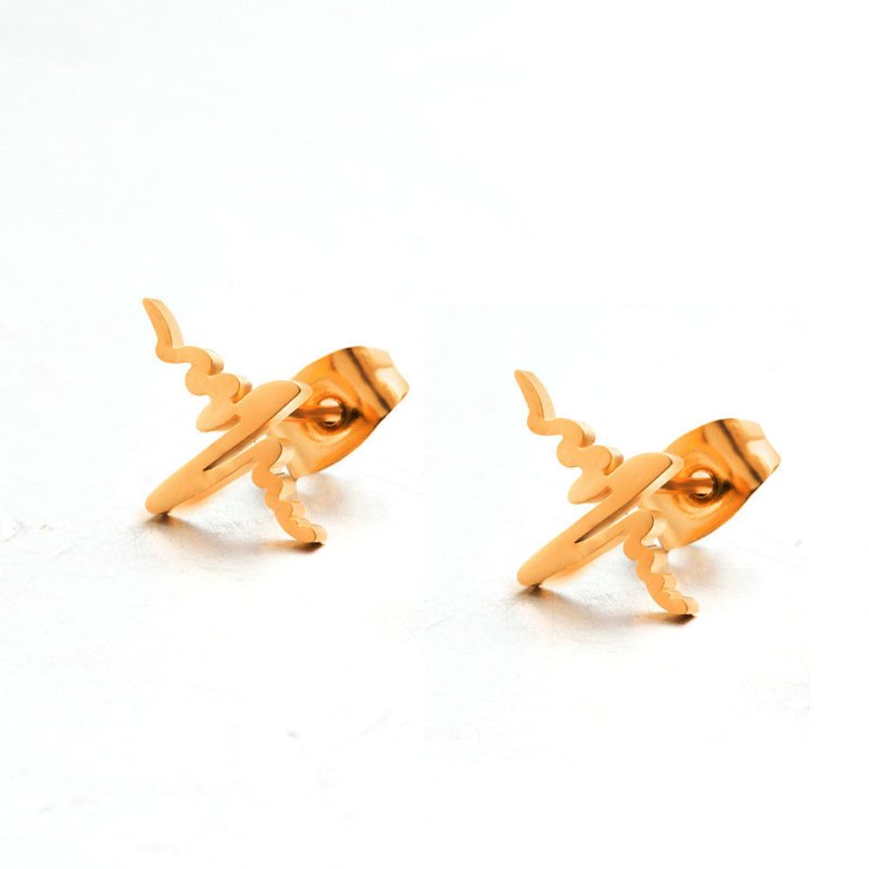 Creative Heart Rate Gold And Silver Stud Earrings-Jewearrings