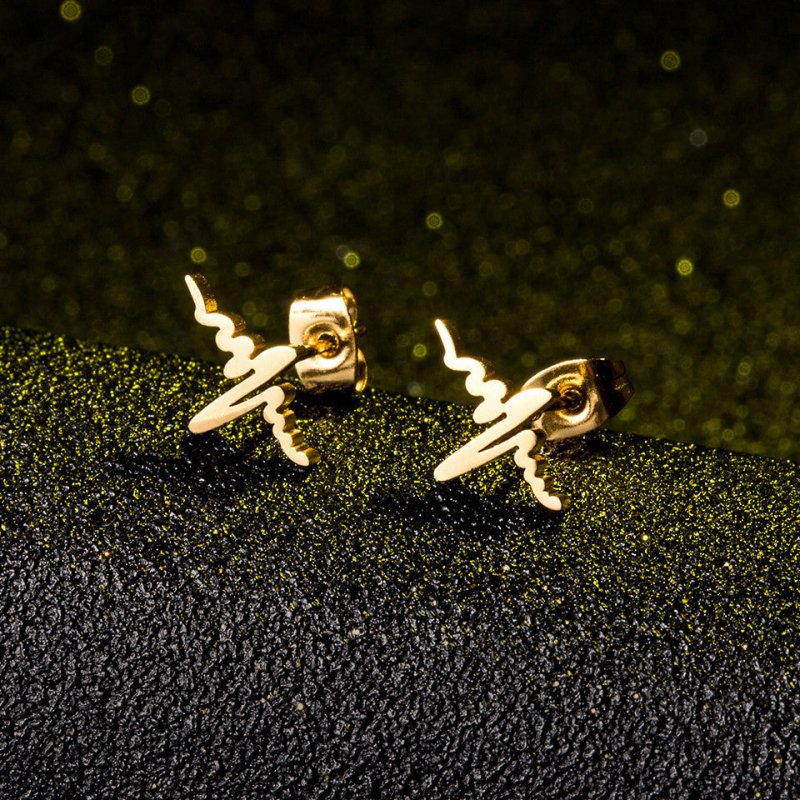 Creative Heart Rate Gold And Silver Stud Earrings-Jewearrings