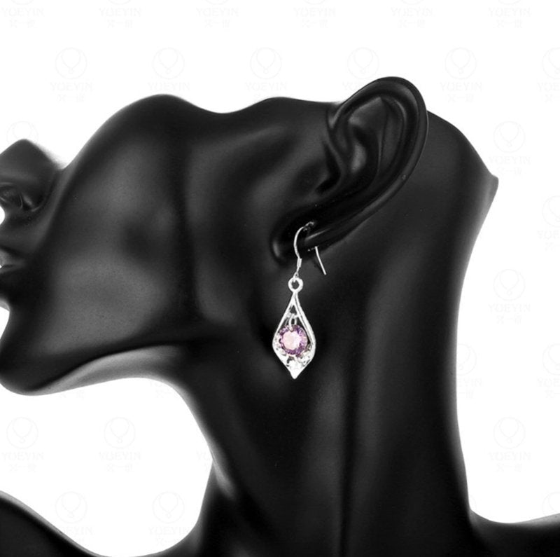 Creative Inlaid Purple Zircon Shell Earrings-Jewearrings