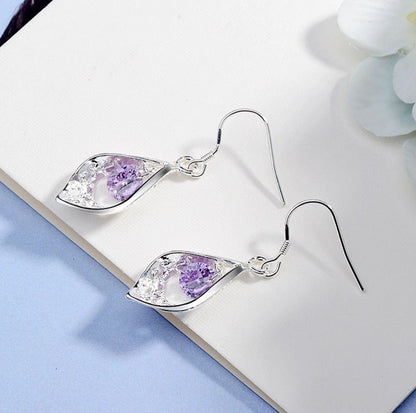 Creative Inlaid Purple Zircon Shell Earrings-Jewearrings