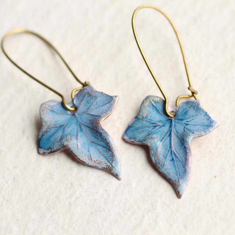 Creative Jagged Faux Wood Gold Leaf Earrings-Jewearrings