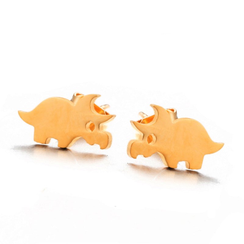 Creative Personality Animal Rhino Gold Earrings-Jewearrings