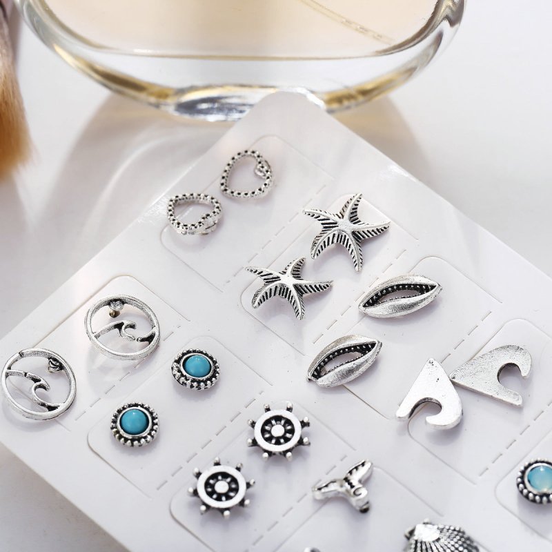 Creative retro turtle starfish Shell Earrings-Jewearrings