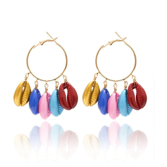 Creative Simple Exaggerated Spray Paint Shell Earrings-Jewearrings