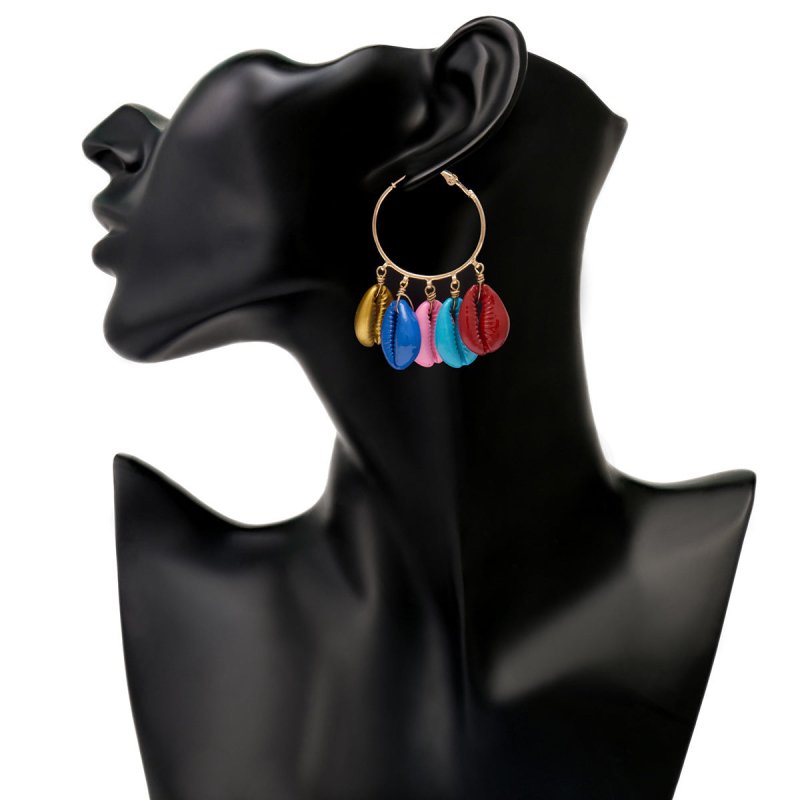 Creative Simple Exaggerated Spray Paint Shell Earrings-Jewearrings