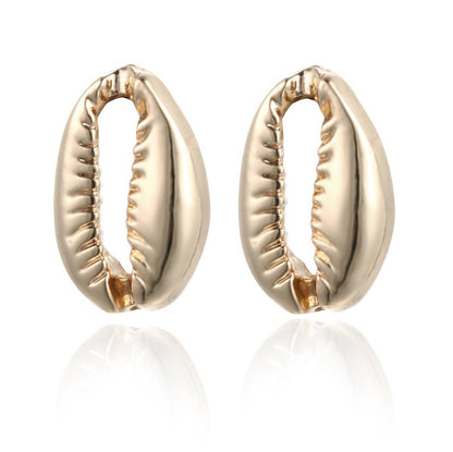 Creative Simple Personality Alloy Shell Earrings-Jewearrings