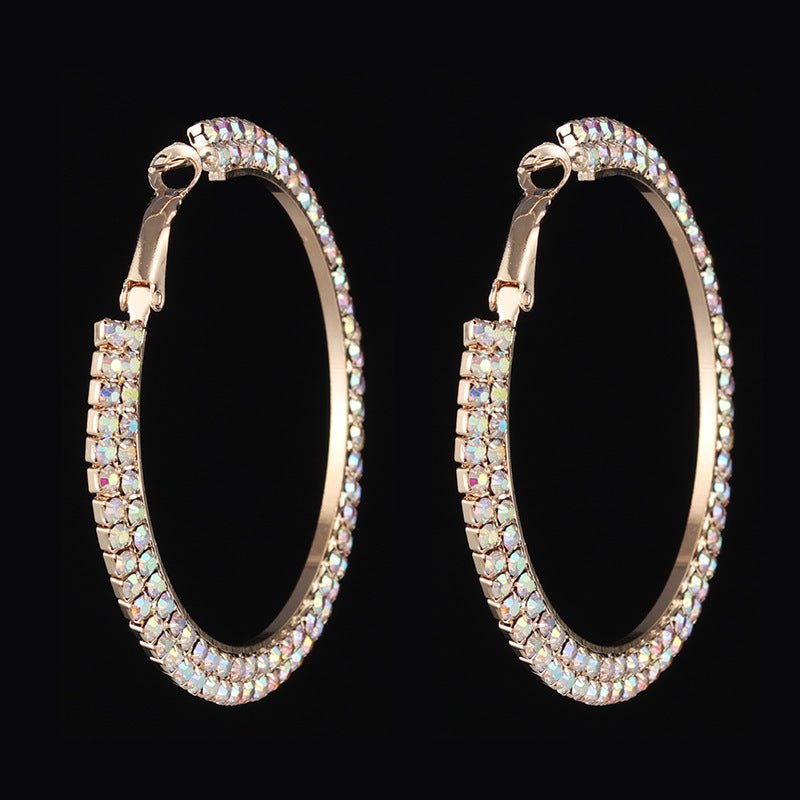 Creative Sparkling Diamond Ladies Full Diamond Round Big Earrings-Jewearrings