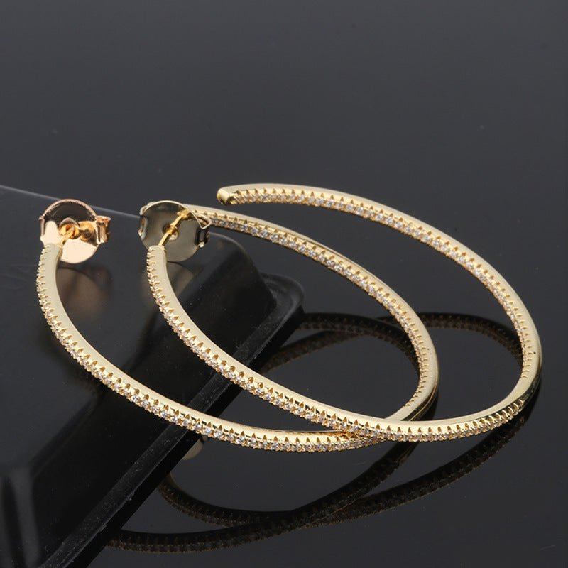 Creative Sparkling Zircon Hoop Earrings-Jewearrings