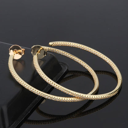 Creative Sparkling Zircon Hoop Earrings-Jewearrings