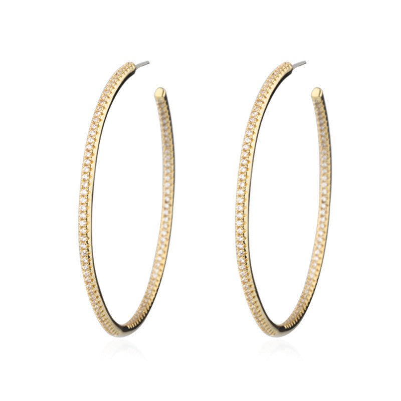 Creative Sparkling Zircon Hoop Earrings-Jewearrings