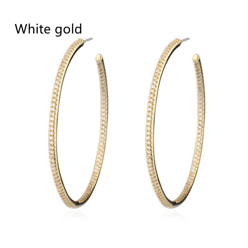 Creative Sparkling Zircon Hoop Earrings-Jewearrings