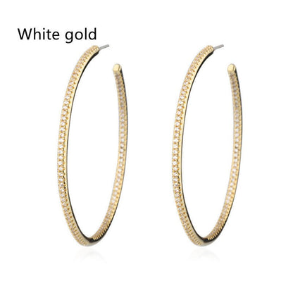 Creative Sparkling Zircon Hoop Earrings-Jewearrings