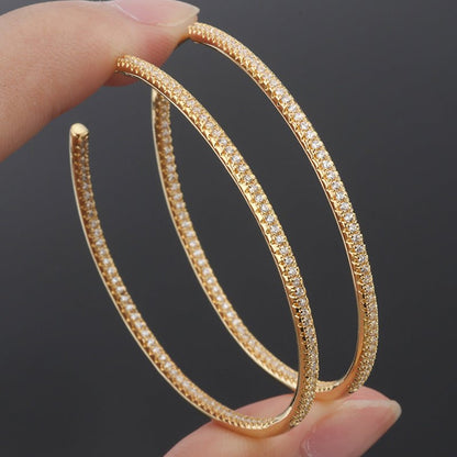 Creative Sparkling Zircon Hoop Earrings-Jewearrings