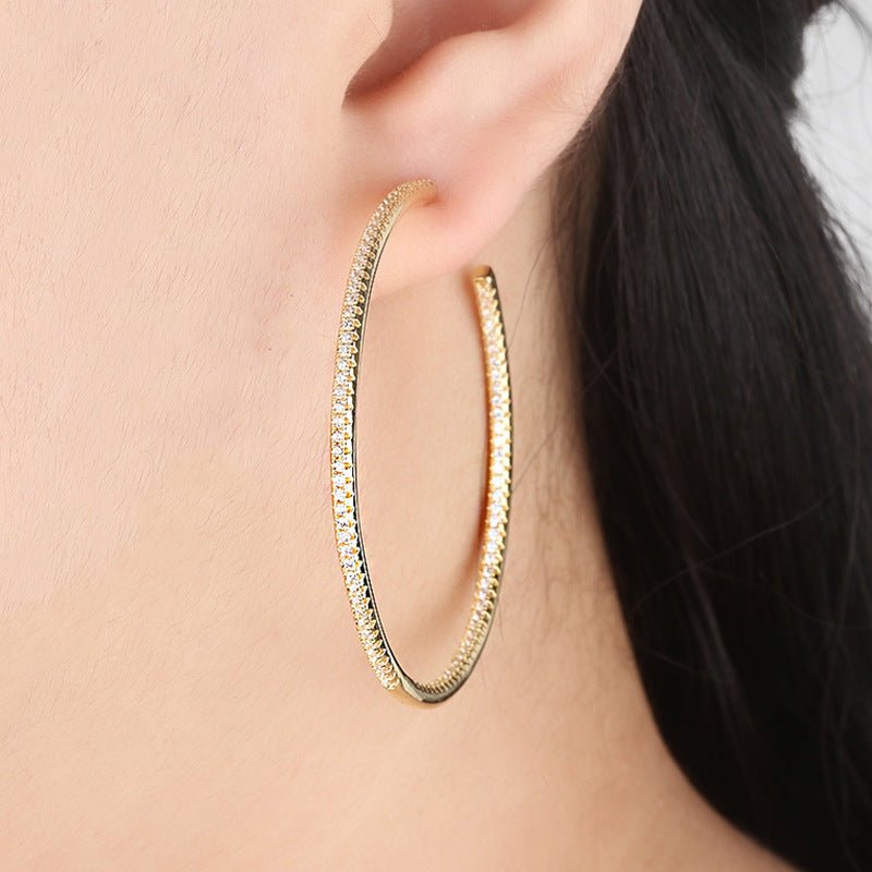 Creative Sparkling Zircon Hoop Earrings-Jewearrings