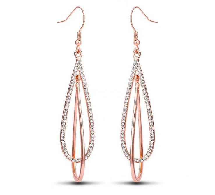 Creativity Rose Gold Two Tone Tassel Long Earrings-Jewearrings