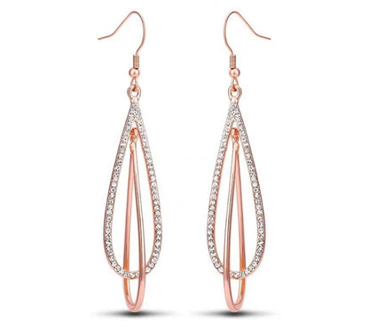 Creativity Rose Gold Two Tone Tassel Long Earrings-Jewearrings