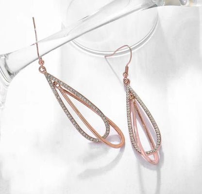 Creativity Rose Gold Two Tone Tassel Long Earrings-Jewearrings