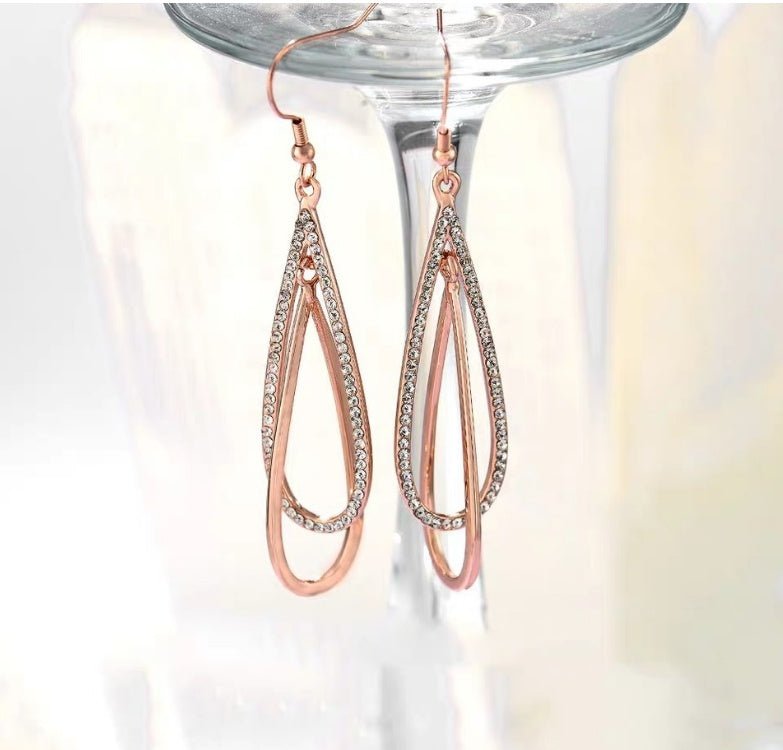 Creativity Rose Gold Two Tone Tassel Long Earrings-Jewearrings