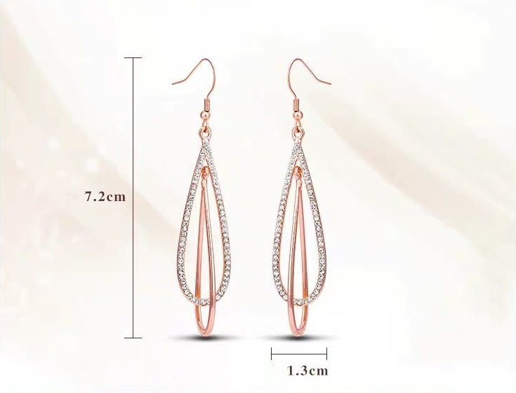 Creativity Rose Gold Two Tone Tassel Long Earrings-Jewearrings