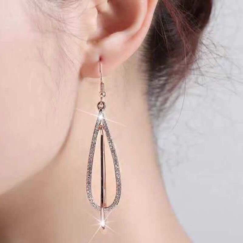 Creativity Rose Gold Two Tone Tassel Long Earrings-Jewearrings