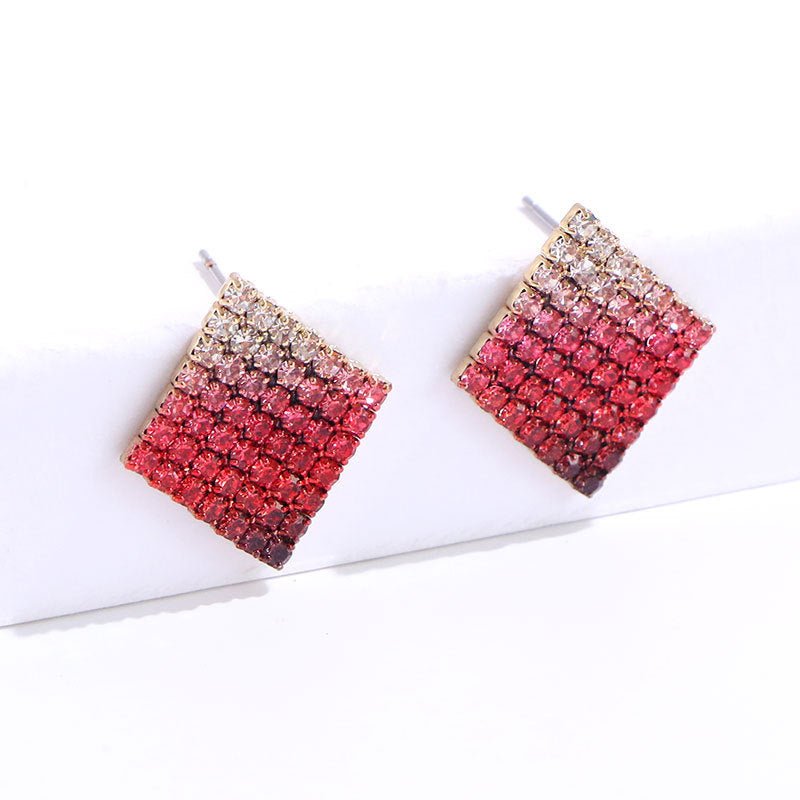 Cross-border Jewelry Fashionable Gradient Diamond Color Haoshi Stud Earrings Women-Jewearrings