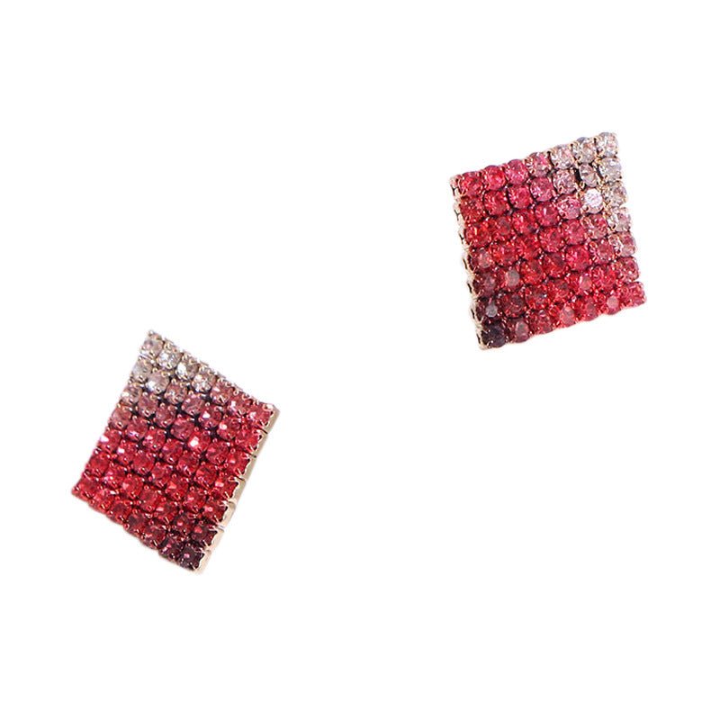 Cross-border Jewelry Fashionable Gradient Diamond Color Haoshi Stud Earrings Women-Jewearrings