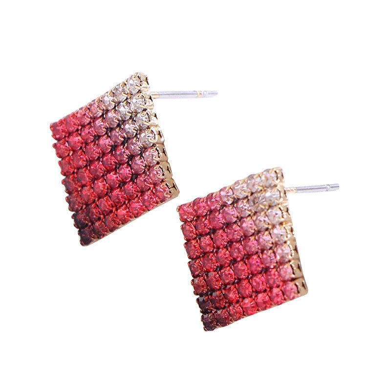 Cross-border Jewelry Fashionable Gradient Diamond Color Haoshi Stud Earrings Women-Jewearrings