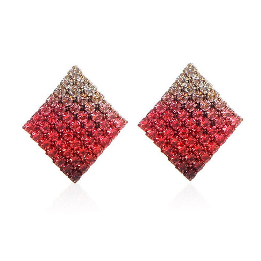 Cross-border Jewelry Fashionable Gradient Diamond Color Haoshi Stud Earrings Women-Jewearrings