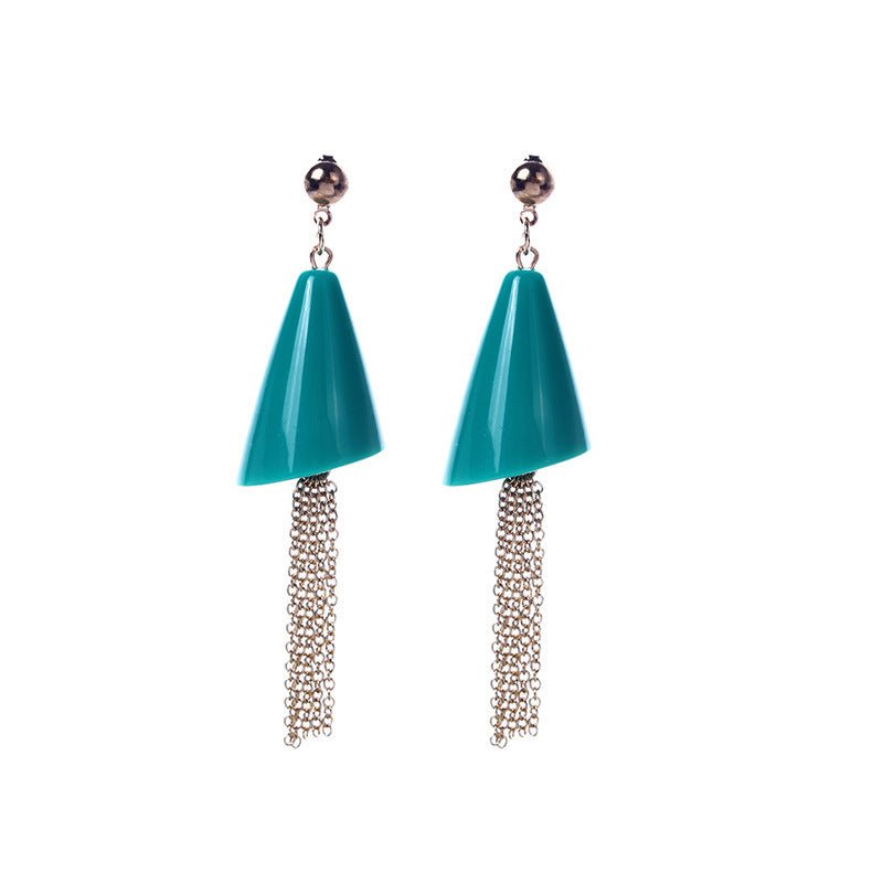 Cross-border New Acrylic Horn Metal Tassel Earrings-Jewearrings