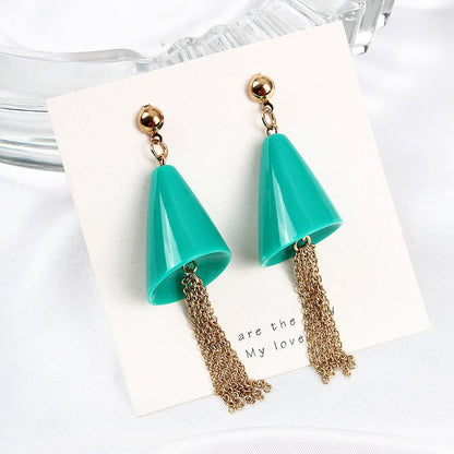 Cross-border New Acrylic Horn Metal Tassel Earrings-Jewearrings