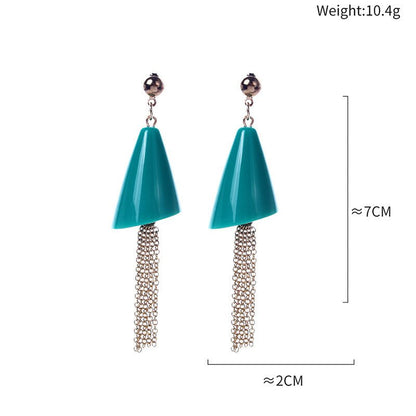 Cross-border New Acrylic Horn Metal Tassel Earrings-Jewearrings