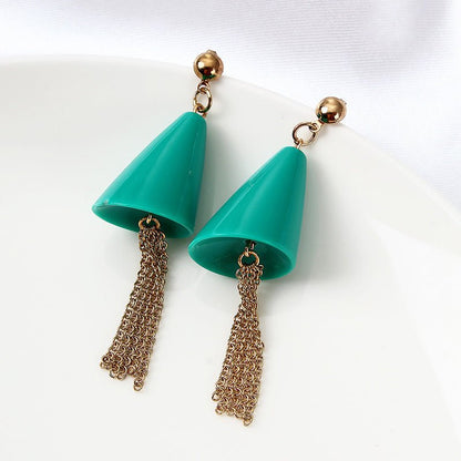 Cross-border New Acrylic Horn Metal Tassel Earrings-Jewearrings